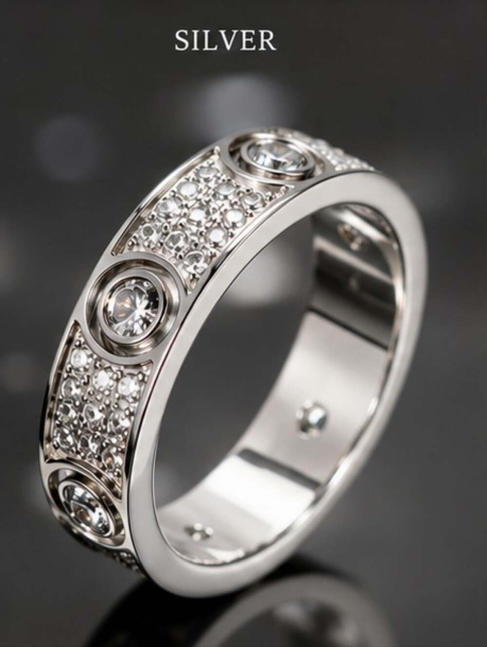 18k Luxury Style Crystal Band Ring – Gold / Silver / Rose Gold | CZ Love Ring